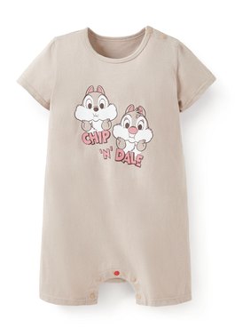 BABY迪士尼棉質連身包屁衣-奇奇與蒂蒂 - 卡其