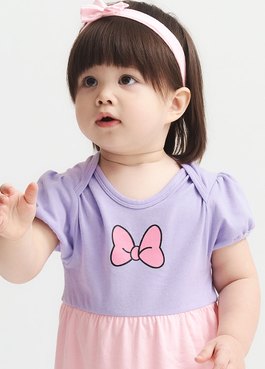 BABY迪士尼黛西造型包屁洋裝(附髮帶) - 淺紫