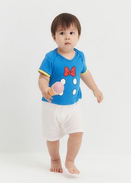 BABY迪士尼唐老鴨造型包屁衣(附領巾) - 藍色