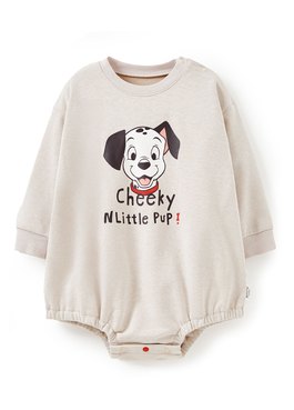 BABY迪士尼毛圈寬鬆包屁衣-101忠狗 - 米色