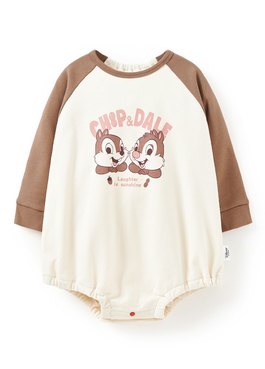 BABY迪士尼毛圈拉克蘭寬鬆包屁衣-奇奇蒂蒂 - 駝色