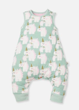 抗菌防踢被(秋冬款0-24M)釦子款-獨角獸 - 淺綠