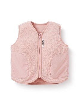 BABY刷毛拼接背心 - 淺粉