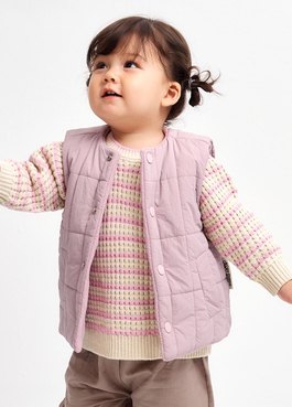 BABY壓紋雙面穿鋪棉背心 - 淺紫