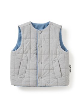 BABY壓紋雙面穿鋪棉背心 - 淺灰
