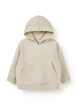 BABY棉質連帽寬鬆上衣 - 米色