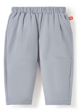 BABY剪接錐形褲 - 灰藍