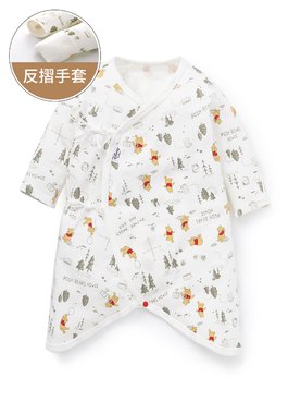 新生兒迪士尼Q彈棉質蝴蝶衣-森林維尼 - 白色