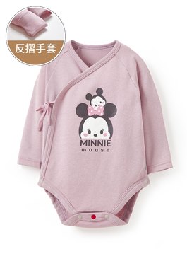 新生兒迪士尼蓄熱保溫長袖包屁衣-米妮與米奇 - 淺紫