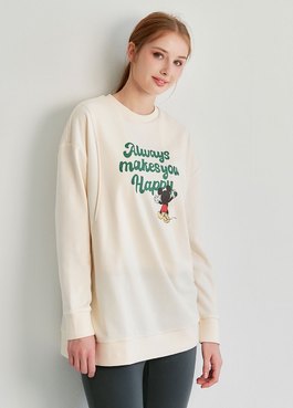 迪士尼米奇長版孕哺上衣 - 米色