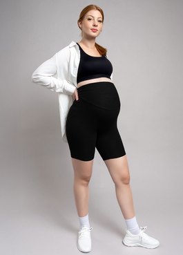 超彈舒適五分瑜珈孕婦褲 - 黑色